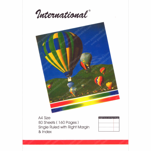 FIS A4 Size 80 Sheets Single Ruled with Right Margin FSEBA4SLRMINT80