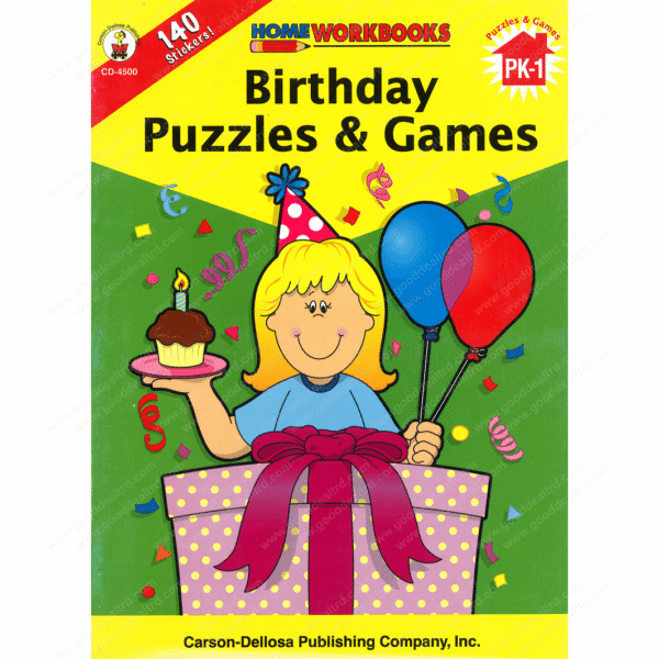Birthday Puzzles & Games Workbook with Coloring