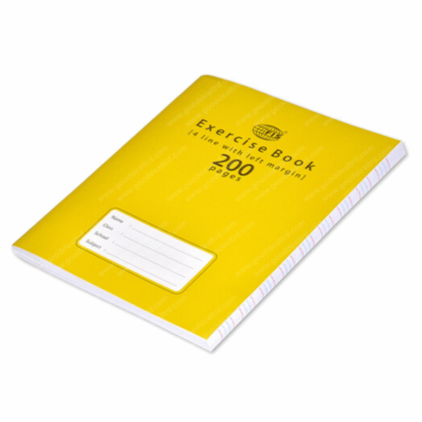 Exercise Book 4 Line with left Margin & 1 Side Plain 200 Pages FSEB4LP200N