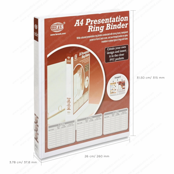 FIS 2D Ring Type 15mm Presentation Binder A4 Size FSBD215DPB