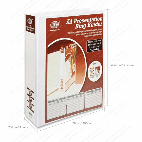 FIS 2D Ring Type 45mm Presentation Binder A4 Size FSBD245DPB