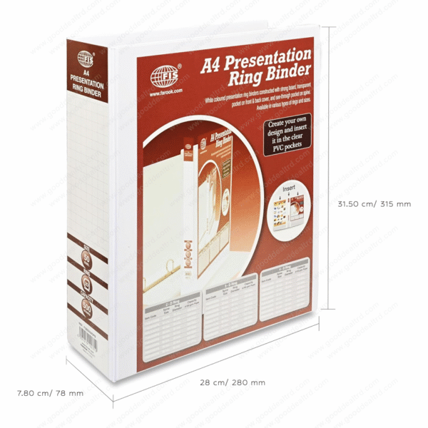 FIS 2D Ring Type 50mm Presentation Binder A4 Size FSBD250DPB