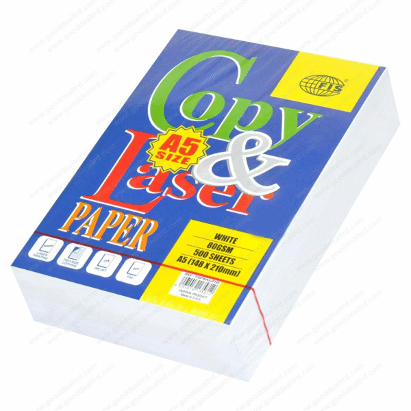 FIS A5 Copy & Laser Photocopy Paper 500 Sheets White 80 gsm