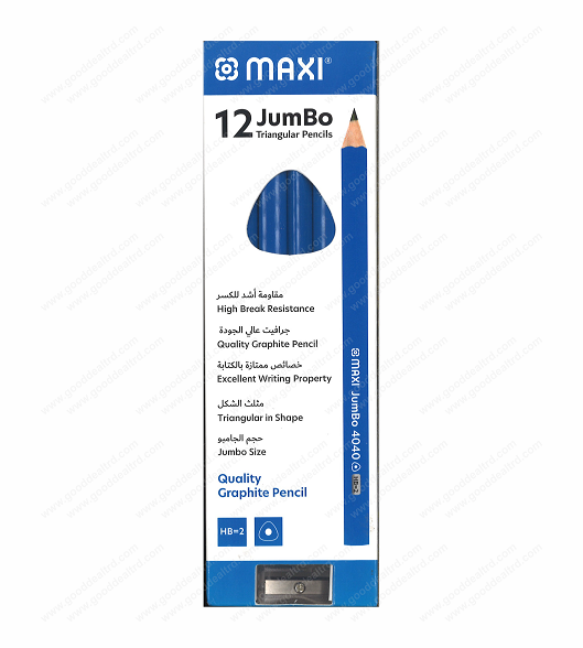 MAXI® Jumbo Triangular HB Graphite Pencils with Sharpener (Box of 12 - Art No. 4040)