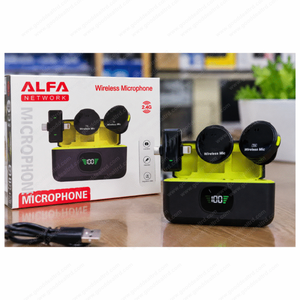 ALFA Network Q8-2IN1 Professional Wireless Lavalier Microphone with Charging Case