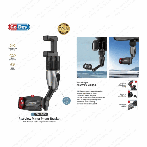 Go-Des GD-HD386 Rearview Mirror Car Phone Bracket