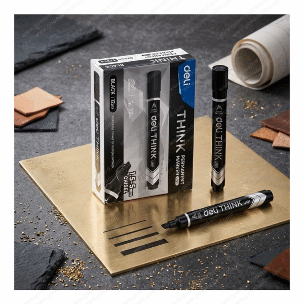Deli EU101 20 Permanent Marker Chisel 1.5–5mm Black