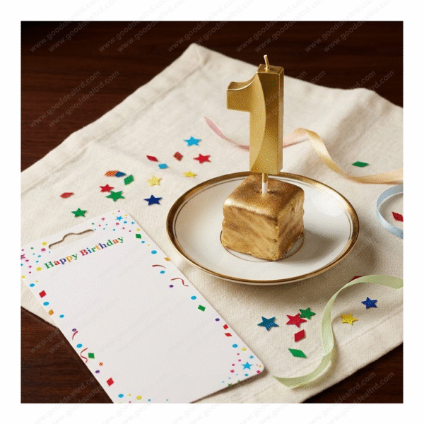 3D Gold Metallic Number "1" Birthday Candle