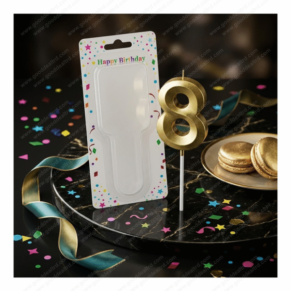 3D Gold Metallic Number "8" Birthday Candle