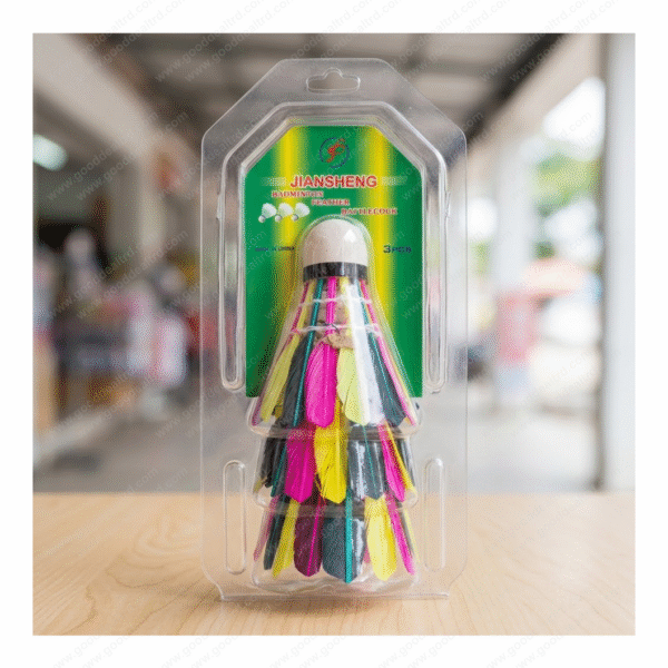 Jiansheng Colorful Badminton Feather Shuttlecocks (3-Pack)