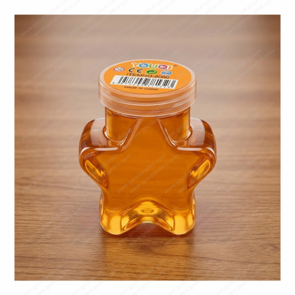 YOUQI Star-Shaped Crystal Clear Slime Container – Golden Amber Gel Sensory Toy